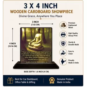 Car Dashboard Gautama Buddha Wooden Photo Stand 3x4 Inches, Compact & Stylish Spiritual Display For Car, Home & Office (Pack Of 1) (F48823) Car Dashboard Gautama Buddha Wooden Photo Stand 3x4 Inches, Compact & Stylish Spiritual Display For Car, Home & Office (Pack Of 1) (F48823)