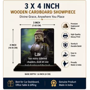 Car Dashboard Gautama Buddha Wooden Photo Stand 3x4 Inches, Compact & Stylish Spiritual Display For Car, Home & Office (Pack Of 1) (F48830) Car Dashboard Gautama Buddha Wooden Photo Stand 3x4 Inches, Compact & Stylish Spiritual Display For Car, Home & Office (Pack Of 1) (F48830)