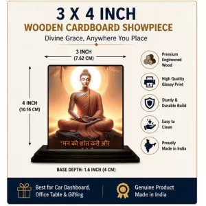 Car Dashboard Gautama Buddha Wooden Photo Stand 3x4 Inches, Compact & Stylish Spiritual Display For Car, Home & Office (Pack Of 1) (F48832) Car Dashboard Gautama Buddha Wooden Photo Stand 3x4 Inches, Compact & Stylish Spiritual Display For Car, Home & Office (Pack Of 1) (F48832)