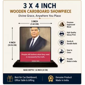 Car Dashboard Shree Ratan Tata Wooden Photo Stand 3x4 Inches, Compact & Stylish Spiritual Display For Car, Home & Office (Pack Of 1) (F48846) Car Dashboard Shree Ratan Tata Wooden Photo Stand 3x4 Inches, Compact & Stylish Spiritual Display For Car, Home & Office (Pack Of 1) (F48846)