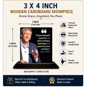 Car Dashboard Bill Gates Wooden Photo Stand 3x4 Inches, Compact & Stylish Spiritual Display For Car, Home & Office (Pack Of 1) (F48862) Car Dashboard Bill Gates Wooden Photo Stand 3x4 Inches, Compact & Stylish Spiritual Display For Car, Home & Office (Pack Of 1) (F48862)