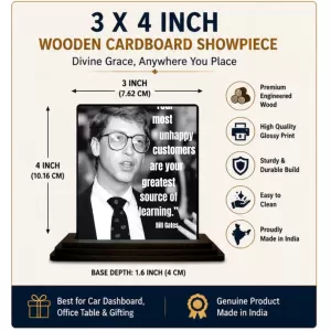 Car Dashboard Bill Gates Wooden Photo Stand 3x4 Inches, Compact & Stylish Spiritual Display For Car, Home & Office (Pack Of 1) (F48864) Car Dashboard Bill Gates Wooden Photo Stand 3x4 Inches, Compact & Stylish Spiritual Display For Car, Home & Office (Pack Of 1) (F48864)
