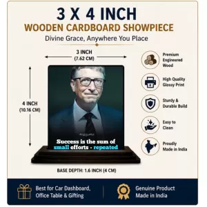 Car Dashboard Bill Gates Wooden Photo Stand 3x4 Inches, Compact & Stylish Spiritual Display For Car, Home & Office (Pack Of 1) (F48866) Car Dashboard Bill Gates Wooden Photo Stand 3x4 Inches, Compact & Stylish Spiritual Display For Car, Home & Office (Pack Of 1) (F48866)