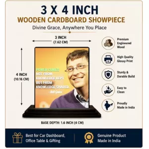 Car Dashboard Bill Gates Wooden Photo Stand 3x4 Inches, Compact & Stylish Spiritual Display For Car, Home & Office (Pack Of 1) (F48870) Car Dashboard Bill Gates Wooden Photo Stand 3x4 Inches, Compact & Stylish Spiritual Display For Car, Home & Office (Pack Of 1) (F48870)