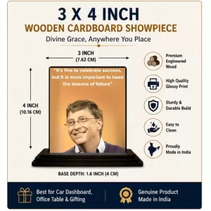 Car Dashboard Bill Gates Wooden Photo Stand 3x4 Inches, Compact & Stylish Spiritual Display For Car, Home & Office (Pack Of 1) (F48871) Car Dashboard Bill Gates Wooden Photo Stand 3x4 Inches, Compact & Stylish Spiritual Display For Car, Home & Office (Pack Of 1) (F48871)