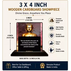 Car Dashboard Gautama Buddha Wooden Photo Stand 3x4 Inches, Compact & Stylish Spiritual Display For Car, Home & Office (Pack Of 1) (F48891) Car Dashboard Gautama Buddha Wooden Photo Stand 3x4 Inches, Compact & Stylish Spiritual Display For Car, Home & Office (Pack Of 1) (F48891)