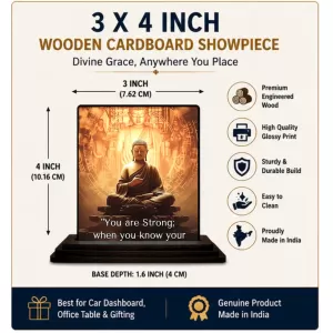 Car Dashboard Gautama Buddha Wooden Photo Stand 3x4 Inches, Compact & Stylish Spiritual Display For Car, Home & Office (Pack Of 1) (F48898) Car Dashboard Gautama Buddha Wooden Photo Stand 3x4 Inches, Compact & Stylish Spiritual Display For Car, Home & Office (Pack Of 1) (F48898)