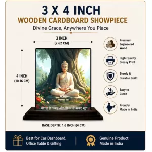 Car Dashboard Gautama Buddha Wooden Photo Stand 3x4 Inches, Compact & Stylish Spiritual Display For Car, Home & Office (Pack Of 1) (F48909) Car Dashboard Gautama Buddha Wooden Photo Stand 3x4 Inches, Compact & Stylish Spiritual Display For Car, Home & Office (Pack Of 1) (F48909)