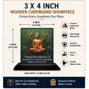 Car Dashboard Gautama Buddha Wooden Photo Stand 3x4 Inches, Compact & Stylish Spiritual Display For Car, Home & Office (Pack Of 1) (F48911) Car Dashboard Gautama Buddha Wooden Photo Stand 3x4 Inches, Compact & Stylish Spiritual Display For Car, Home & Office (Pack Of 1) (F48911)