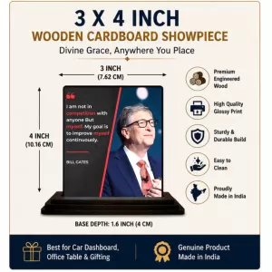 Car Dashboard Bill Gates Wooden Photo Stand 3x4 Inches, Compact & Stylish Spiritual Display For Car, Home & Office (Pack Of 1) (F48914) Car Dashboard Bill Gates Wooden Photo Stand 3x4 Inches, Compact & Stylish Spiritual Display For Car, Home & Office (Pack Of 1) (F48914)