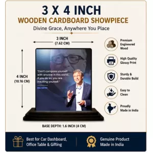Car Dashboard Bill Gates Wooden Photo Stand 3x4 Inches, Compact & Stylish Spiritual Display For Car, Home & Office (Pack Of 1) (F48915) Car Dashboard Bill Gates Wooden Photo Stand 3x4 Inches, Compact & Stylish Spiritual Display For Car, Home & Office (Pack Of 1) (F48915)