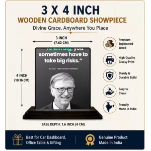 Car Dashboard Bill Gates Wooden Photo Stand 3x4 Inches, Compact & Stylish Spiritual Display For Car, Home & Office (Pack Of 1) (F48916) Car Dashboard Bill Gates Wooden Photo Stand 3x4 Inches, Compact & Stylish Spiritual Display For Car, Home & Office (Pack Of 1) (F48916)