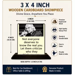 Car Dashboard Abdul Kalam Wooden Photo Stand 3x4 Inches, Compact & Stylish Spiritual Display For Car, Home & Office (Pack Of 1) (F48921) Car Dashboard Abdul Kalam Wooden Photo Stand 3x4 Inches, Compact & Stylish Spiritual Display For Car, Home & Office (Pack Of 1) (F48921)
