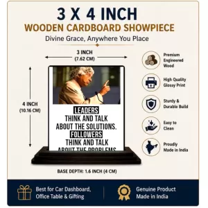 Car Dashboard Abdul Kalam Wooden Photo Stand  3x4 Inches, Compact & Stylish Spiritual Display For Car, Home & Office (Pack Of 1) (F48924)