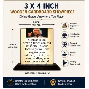 Car Dashboard Abdul Kalam Wooden Photo Stand 3x4 Inches, Compact & Stylish Spiritual Display For Car, Home & Office (Pack Of 1) (F48929) Car Dashboard Abdul Kalam Wooden Photo Stand 3x4 Inches, Compact & Stylish Spiritual Display For Car, Home & Office (Pack Of 1) (F48929)