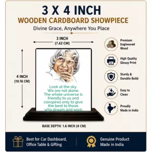 Car Dashboard A P J Abdul Kalam Wooden Photo Stand 3x4 Inches, Compact & Stylish Spiritual Display For Car, Home & Office (Pack Of 1) (F48932) Car Dashboard A P J Abdul Kalam Wooden Photo Stand 3x4 Inches, Compact & Stylish Spiritual Display For Car, Home & Office (Pack Of 1) (F48932)