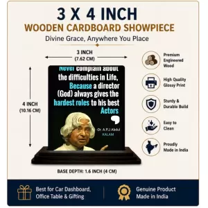 Car Dashboard A.P.J. Abdul Kalam Wooden Photo Stand 3x4 Inches, Compact & Stylish Spiritual Display For Car, Home & Office (Pack Of 1) (F48933) Car Dashboard A.P.J. Abdul Kalam Wooden Photo Stand 3x4 Inches, Compact & Stylish Spiritual Display For Car, Home & Office (Pack Of 1) (F48933)
