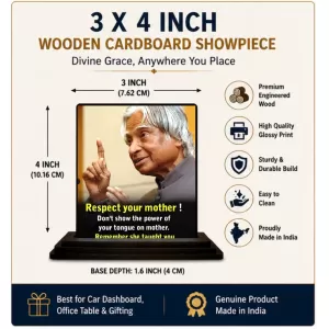 Car Dashboard Abdul Kalam Wooden Photo Stand 3x4 Inches, Compact & Stylish Spiritual Display For Car, Home & Office (Pack Of 1) (F48934) Car Dashboard Abdul Kalam Wooden Photo Stand 3x4 Inches, Compact & Stylish Spiritual Display For Car, Home & Office (Pack Of 1) (F48934)