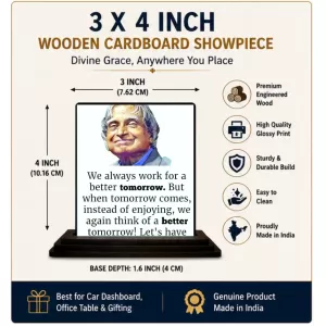 Car Dashboard Abdul Kalam Wooden Photo Stand 3x4 Inches, Compact & Stylish Spiritual Display For Car, Home & Office (Pack Of 1) (F48936) Car Dashboard Abdul Kalam Wooden Photo Stand 3x4 Inches, Compact & Stylish Spiritual Display For Car, Home & Office (Pack Of 1) (F48936)