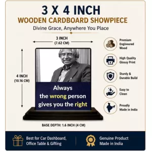 Car Dashboard Abdul Kalam Wooden Photo Stand 3x4 Inches, Compact & Stylish Spiritual Display For Car, Home & Office (Pack Of 1) (F48938) Car Dashboard Abdul Kalam Wooden Photo Stand 3x4 Inches, Compact & Stylish Spiritual Display For Car, Home & Office (Pack Of 1) (F48938)