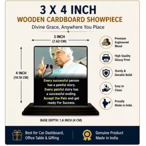 Car Dashboard Abdul Kalam Wooden Photo Stand 3x4 Inches, Compact & Stylish Spiritual Display For Car, Home & Office (Pack Of 1) (F48940) Car Dashboard Abdul Kalam Wooden Photo Stand 3x4 Inches, Compact & Stylish Spiritual Display For Car, Home & Office (Pack Of 1) (F48940)