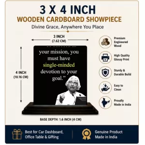 Car Dashboard Abdul Kalam Wooden Photo Stand 3x4 Inches, Compact & Stylish Spiritual Display For Car, Home & Office (Pack Of 1) (F48941) Car Dashboard Abdul Kalam Wooden Photo Stand 3x4 Inches, Compact & Stylish Spiritual Display For Car, Home & Office (Pack Of 1) (F48941)