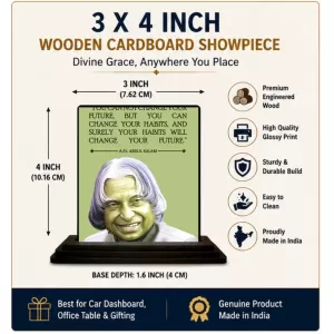 Car Dashboard A.P.J. Abdul Kalam Wooden Photo Stand 3x4 Inches, Compact & Stylish Spiritual Display For Car, Home & Office (Pack Of 1) (F48942) Car Dashboard A.P.J. Abdul Kalam Wooden Photo Stand 3x4 Inches, Compact & Stylish Spiritual Display For Car, Home & Office (Pack Of 1) (F48942)