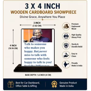 Car Dashboard Abdul Kalam Wooden Photo Stand 3x4 Inches, Compact & Stylish Spiritual Display For Car, Home & Office (Pack Of 1) (F48943) Car Dashboard Abdul Kalam Wooden Photo Stand 3x4 Inches, Compact & Stylish Spiritual Display For Car, Home & Office (Pack Of 1) (F48943)