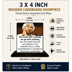 Car Dashboard Abdul Kalam Wooden Photo Stand 3x4 Inches, Compact & Stylish Spiritual Display For Car, Home & Office (Pack Of 1) (F48944) Car Dashboard Abdul Kalam Wooden Photo Stand 3x4 Inches, Compact & Stylish Spiritual Display For Car, Home & Office (Pack Of 1) (F48944)