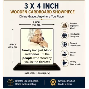 Car Dashboard Abdul Kalam Wooden Photo Stand 3x4 Inches, Compact & Stylish Spiritual Display For Car, Home & Office (Pack Of 1) (F48946) Car Dashboard Abdul Kalam Wooden Photo Stand 3x4 Inches, Compact & Stylish Spiritual Display For Car, Home & Office (Pack Of 1) (F48946)