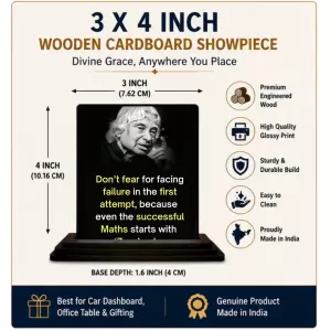 Car Dashboard Abdul Kalam Wooden Photo Stand 3x4 Inches, Compact & Stylish Spiritual Display For Car, Home & Office (Pack Of 1) (F48948) Car Dashboard Abdul Kalam Wooden Photo Stand 3x4 Inches, Compact & Stylish Spiritual Display For Car, Home & Office (Pack Of 1) (F48948)