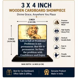 Car Dashboard Abdul Kalam Wooden Photo Stand 3x4 Inches, Compact & Stylish Spiritual Display For Car, Home & Office (Pack Of 1) (F48951) Car Dashboard Abdul Kalam Wooden Photo Stand 3x4 Inches, Compact & Stylish Spiritual Display For Car, Home & Office (Pack Of 1) (F48951)