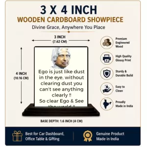 Car Dashboard Abdul Kalam Wooden Photo Stand 3x4 Inches, Compact & Stylish Spiritual Display For Car, Home & Office (Pack Of 1) (F48953) Car Dashboard Abdul Kalam Wooden Photo Stand 3x4 Inches, Compact & Stylish Spiritual Display For Car, Home & Office (Pack Of 1) (F48953)