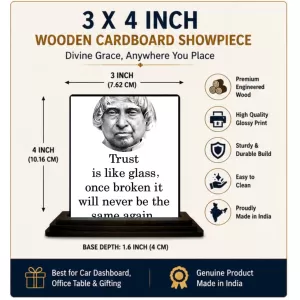 Car Dashboard Abdul Kalam Wooden Photo Stand 3x4 Inches, Compact & Stylish Spiritual Display For Car, Home & Office (Pack Of 1) (F48954) Car Dashboard Abdul Kalam Wooden Photo Stand 3x4 Inches, Compact & Stylish Spiritual Display For Car, Home & Office (Pack Of 1) (F48954)