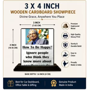 Car Dashboard Abdul Kalam Wooden Photo Stand 3x4 Inches, Compact & Stylish Spiritual Display For Car, Home & Office (Pack Of 1) (F48955) Car Dashboard Abdul Kalam Wooden Photo Stand 3x4 Inches, Compact & Stylish Spiritual Display For Car, Home & Office (Pack Of 1) (F48955)