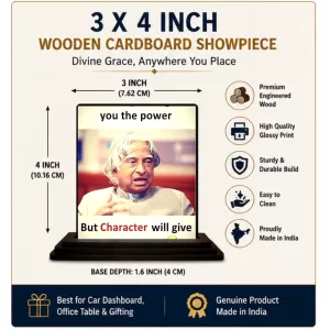 Car Dashboard Abdul Kalam Wooden Photo Stand 3x4 Inches, Compact & Stylish Spiritual Display For Car, Home & Office (Pack Of 1) (F48957) Car Dashboard Abdul Kalam Wooden Photo Stand 3x4 Inches, Compact & Stylish Spiritual Display For Car, Home & Office (Pack Of 1) (F48957)