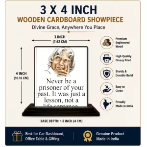 Car Dashboard Abdul Kalam Wooden Photo Stand 3x4 Inches, Compact & Stylish Spiritual Display For Car, Home & Office (Pack Of 1) (F48962) Car Dashboard Abdul Kalam Wooden Photo Stand 3x4 Inches, Compact & Stylish Spiritual Display For Car, Home & Office (Pack Of 1) (F48962)