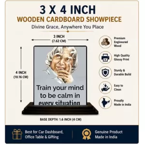 Car Dashboard Abdul Kalam Wooden Photo Stand 3x4 Inches, Compact & Stylish Spiritual Display For Car, Home & Office (Pack Of 1) (F48963) Car Dashboard Abdul Kalam Wooden Photo Stand 3x4 Inches, Compact & Stylish Spiritual Display For Car, Home & Office (Pack Of 1) (F48963)