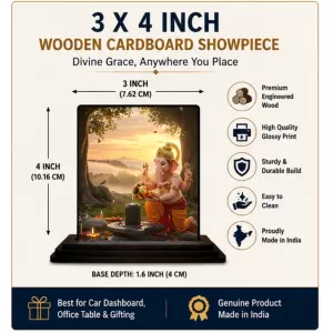 Car Dashboard Ganesha Wooden Photo Stand 3x4 Inches, Compact & Stylish Spiritual Display For Car, Home & Office (Pack Of 1) (F48967) Car Dashboard Ganesha Wooden Photo Stand 3x4 Inches, Compact & Stylish Spiritual Display For Car, Home & Office (Pack Of 1) (F48967)