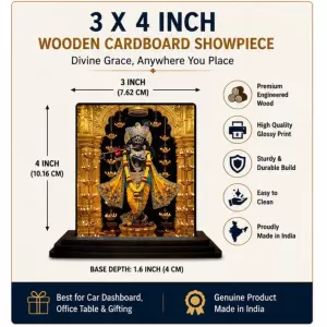 Car Dashboard Krishna Wooden Photo Stand 3x4 Inches, Compact & Stylish Spiritual Display For Car, Home & Office (Pack Of 1) (F48969) Car Dashboard Krishna Wooden Photo Stand 3x4 Inches, Compact & Stylish Spiritual Display For Car, Home & Office (Pack Of 1) (F48969)