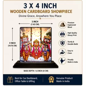 Car Dashboard Lord Jagannatha Wooden Photo Stand  3x4 Inches, Compact & Stylish Spiritual Display For Car, Home & Office (Pack Of 1) (F48971)