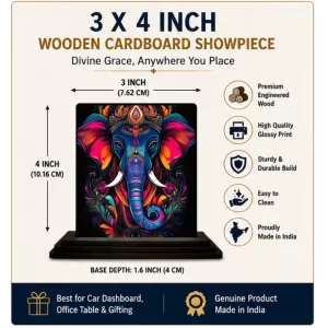 Car Dashboard Ganesha Wooden Photo Stand 3x4 Inches, Compact & Stylish Spiritual Display For Car, Home & Office (Pack Of 1) (F48973) Car Dashboard Ganesha Wooden Photo Stand 3x4 Inches, Compact & Stylish Spiritual Display For Car, Home & Office (Pack Of 1) (F48973)