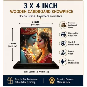 Car Dashboard Radha Krishna Wooden Photo Stand 3x4 Inches, Compact & Stylish Spiritual Display For Car, Home & Office (Pack Of 1) (F48974) Car Dashboard Radha Krishna Wooden Photo Stand 3x4 Inches, Compact & Stylish Spiritual Display For Car, Home & Office (Pack Of 1) (F48974)