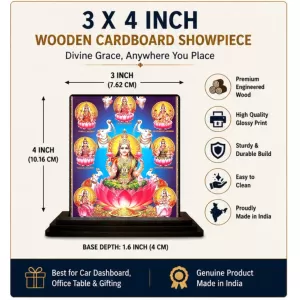 Car Dashboard Dhanya Lord Ganesha Wooden Photo Stand  3x4 Inches, Compact & Stylish Spiritual Display For Car, Home & Office (Pack Of 1) (F48975)