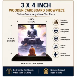 Car Dashboard Gautama Buddha Wooden Photo Stand 3x4 Inches, Compact & Stylish Spiritual Display For Car, Home & Office (Pack Of 1) (F48976) Car Dashboard Gautama Buddha Wooden Photo Stand 3x4 Inches, Compact & Stylish Spiritual Display For Car, Home & Office (Pack Of 1) (F48976)