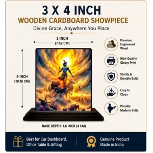 Car Dashboard Krishna Wooden Photo Stand 3x4 Inches, Compact & Stylish Spiritual Display For Car, Home & Office (Pack Of 1) (F48988) Car Dashboard Krishna Wooden Photo Stand 3x4 Inches, Compact & Stylish Spiritual Display For Car, Home & Office (Pack Of 1) (F48988)