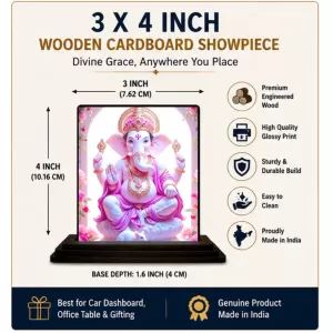Car Dashboard Ganesha Wooden Photo Stand 3x4 Inches, Compact & Stylish Spiritual Display For Car, Home & Office (Pack Of 1) (F49003) Car Dashboard Ganesha Wooden Photo Stand 3x4 Inches, Compact & Stylish Spiritual Display For Car, Home & Office (Pack Of 1) (F49003)