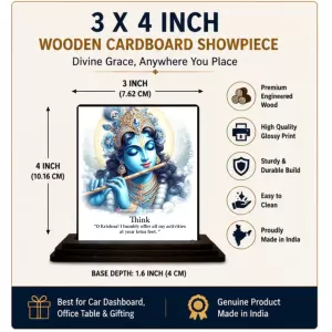 Car Dashboard Shree Krishna Wooden Photo Stand 3x4 Inches, Compact & Stylish Spiritual Display For Car, Home & Office (Pack Of 1) (F49005) Car Dashboard Shree Krishna Wooden Photo Stand 3x4 Inches, Compact & Stylish Spiritual Display For Car, Home & Office (Pack Of 1) (F49005)