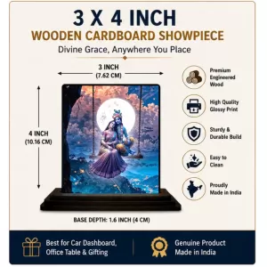 Car Dashboard Radha Krishna Wooden Photo Stand 3x4 Inches, Compact & Stylish Spiritual Display For Car, Home & Office (Pack Of 1) (F49015) Car Dashboard Radha Krishna Wooden Photo Stand 3x4 Inches, Compact & Stylish Spiritual Display For Car, Home & Office (Pack Of 1) (F49015)