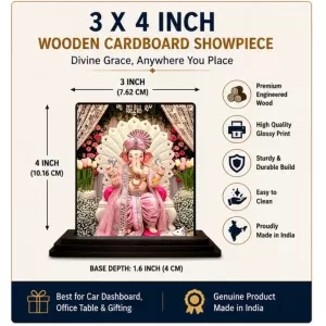 Car Dashboard Lord Ganesha Wooden Photo Stand 3x4 Inches, Compact & Stylish Spiritual Display For Car, Home & Office (Pack Of 1) (F49016) Car Dashboard Lord Ganesha Wooden Photo Stand 3x4 Inches, Compact & Stylish Spiritual Display For Car, Home & Office (Pack Of 1) (F49016)